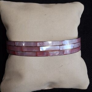 Pink Mother of Pearl Bangle Bracelet